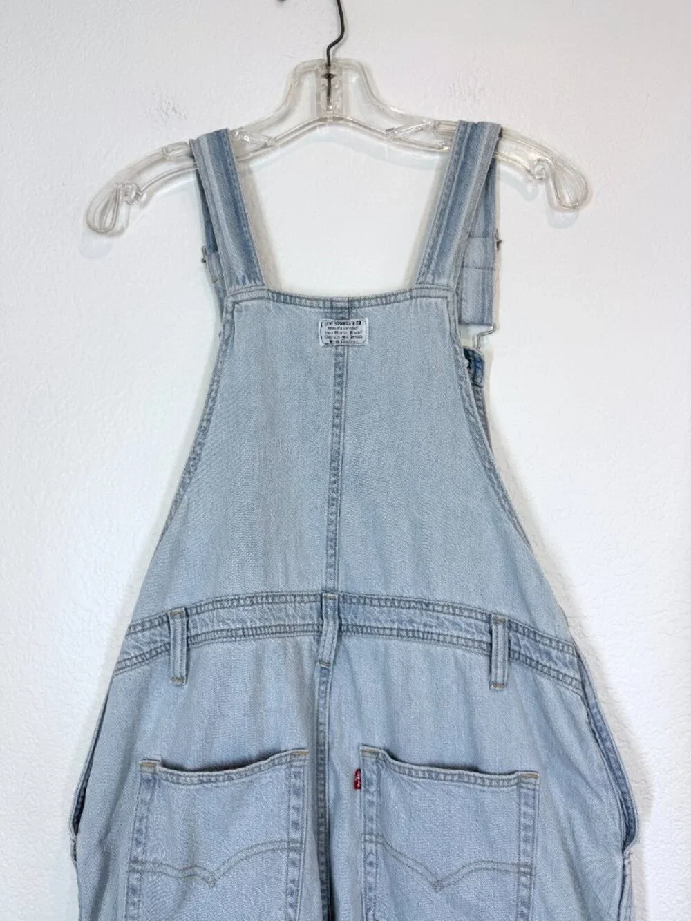 Levi's Denim Overall Dress Bib Jumper Pinafore Light Wash Y2K 90s Small - Picture 7 of 11